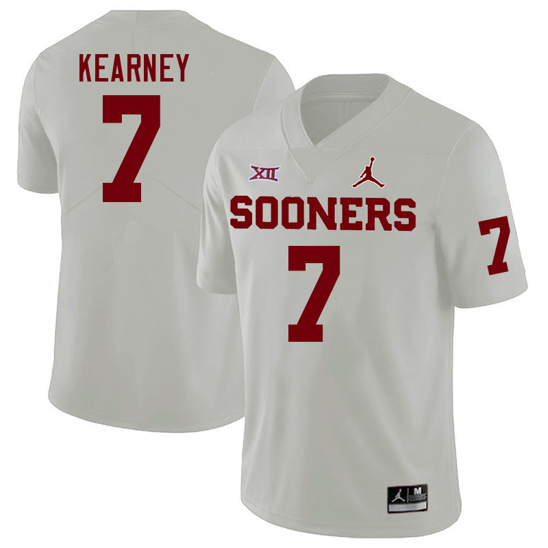 Men #7 Zion Kearney Oklahoma Sooners College Football Jerseys Stitched-White